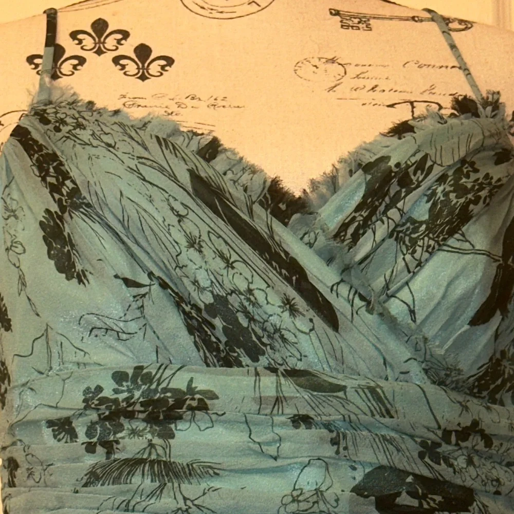 NWT Laundry By Shelli Segal Aqua Floral 100% SILK DRESS - Picture 5 of 13
